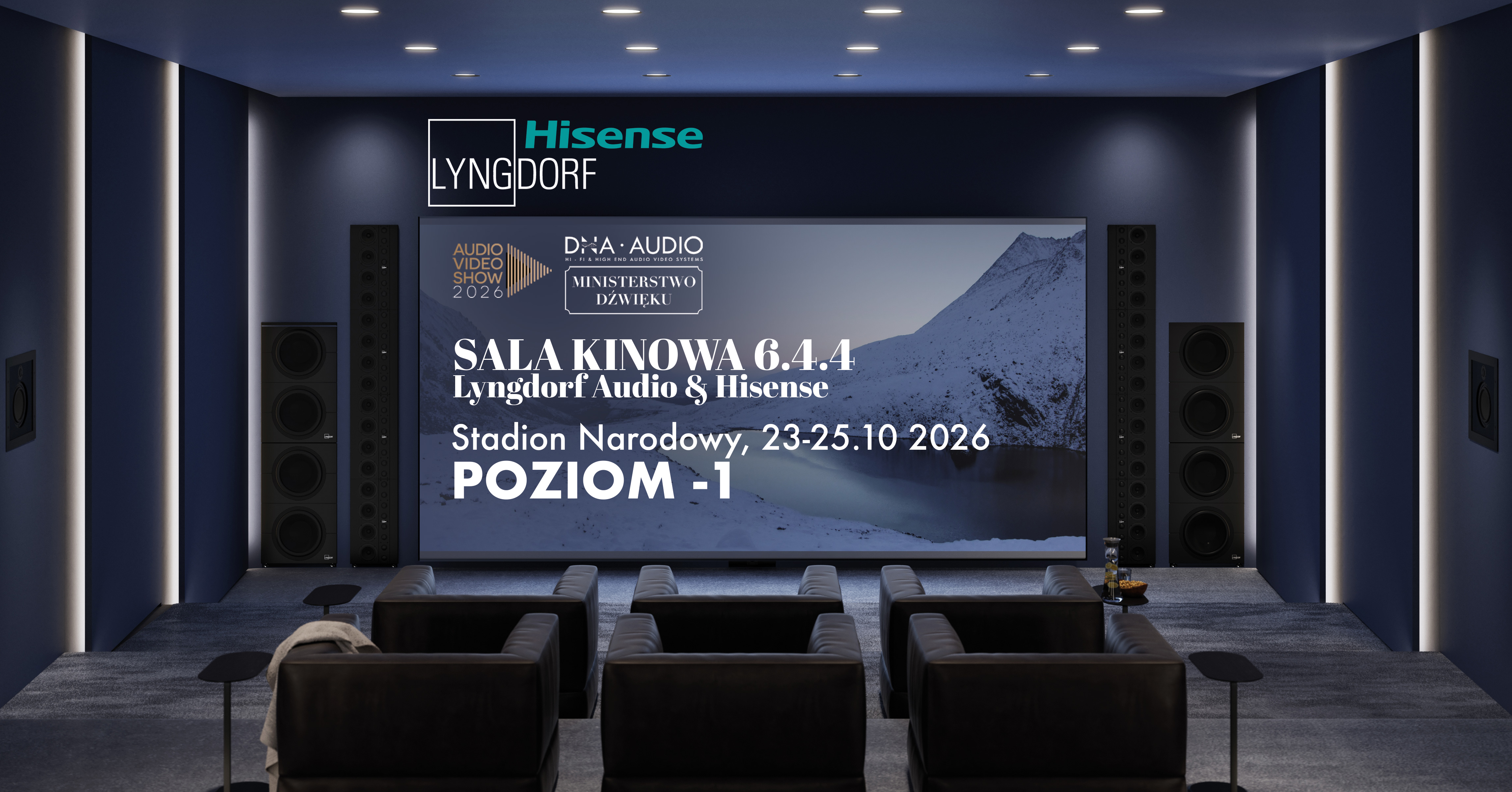 Referencyjna sala kina domowego Lyngdorf Audio 6.4.4 × Hisense Referencyjna sala kina domowego Lyngdorf Audio 6.4.4 × Hisense